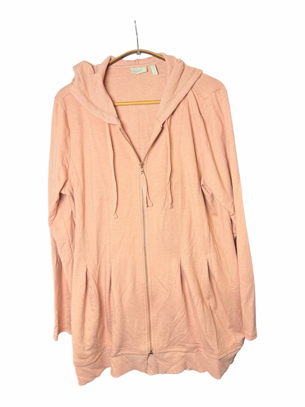 LOGO Lounge Light Salmon Colored Zip-Up Hooded Cardigan. Size Medium.